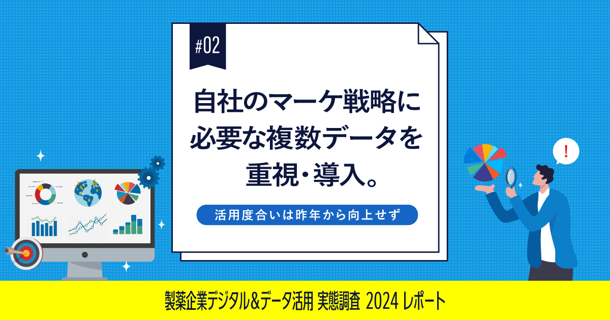 #2 自社のマーケ戦略に必要な複数データを重視・導入。活用度合いは昨年から向上せず｜製薬企業デジタル＆データ活用 実態調査2024レポート