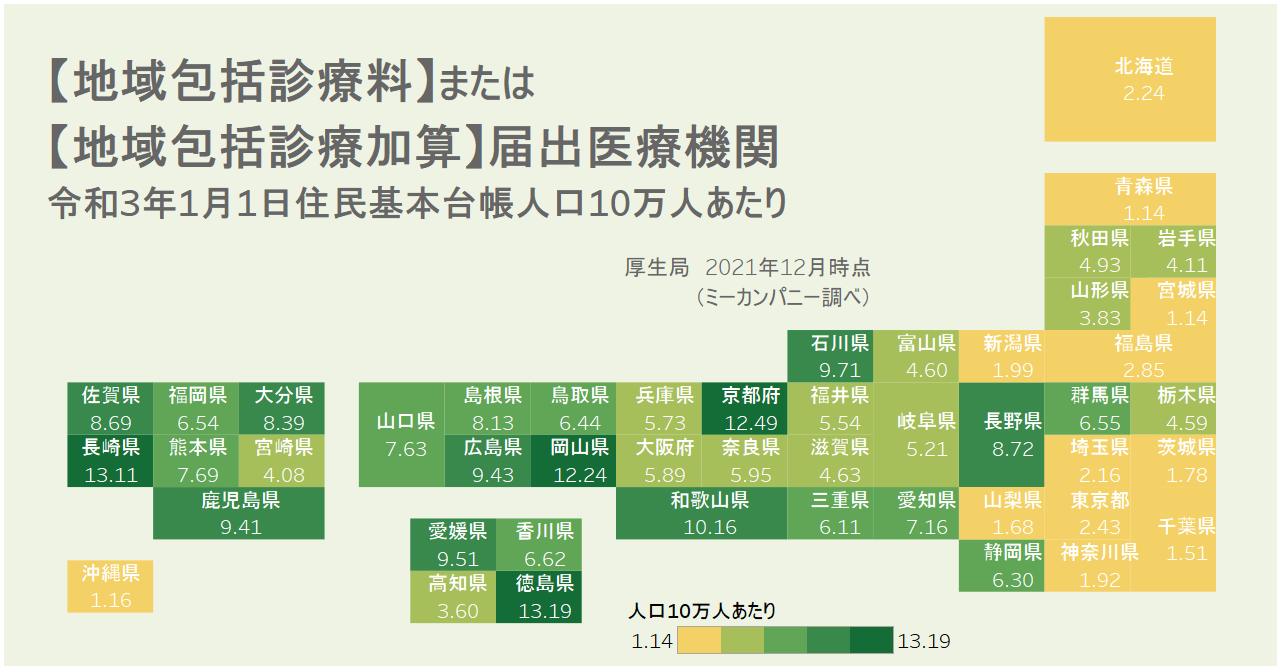 地域包括診療料または地域包括診療加算届出医療機関のマップ